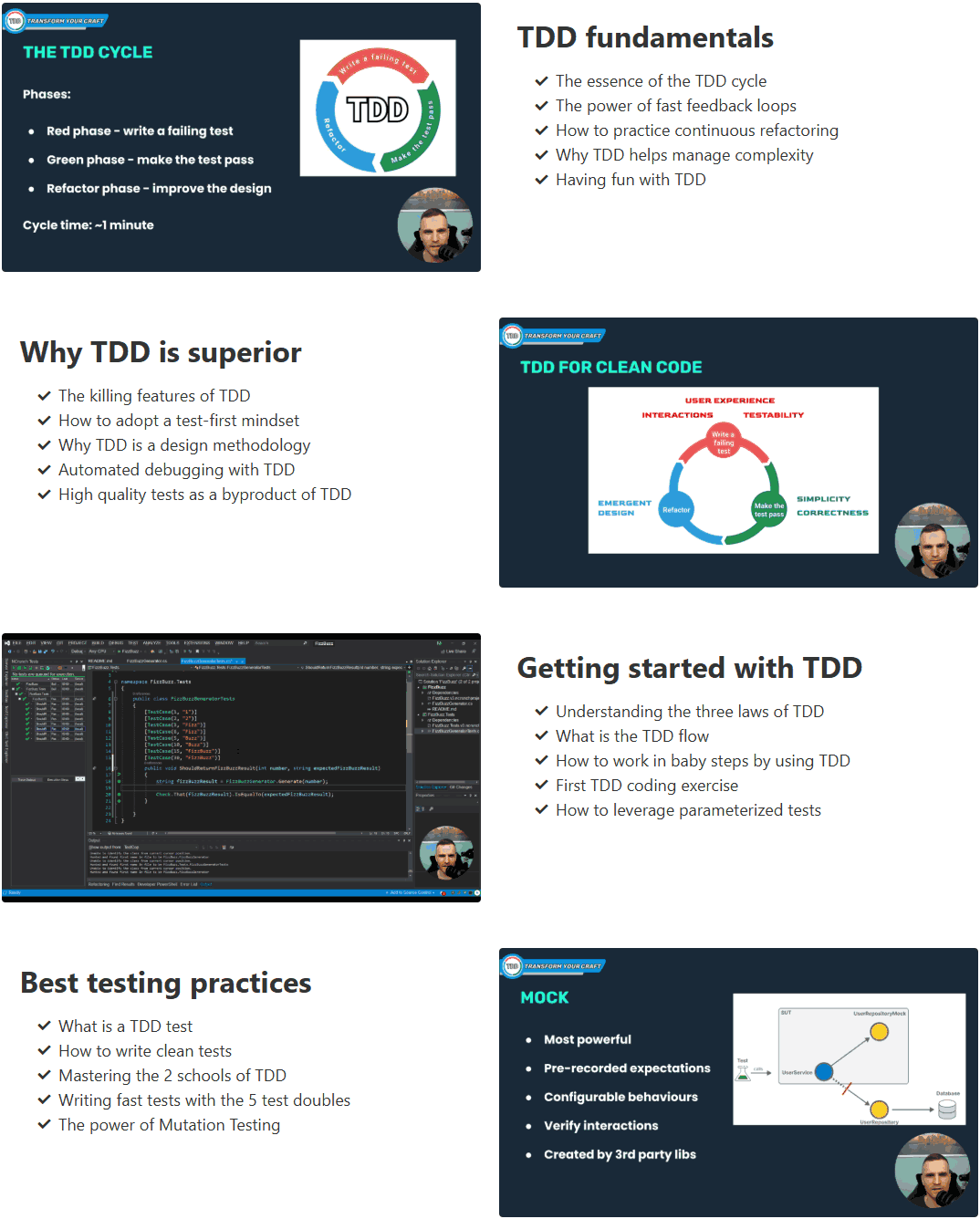 Course topics · transformyourcraft — Build Quality Software With Test-Driven Development 2025-1