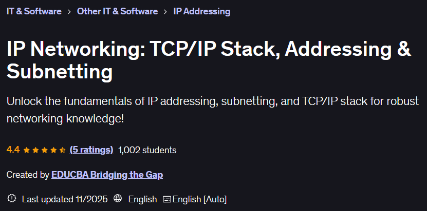 이미지 · IP 네트워크: TCP/IP Stack, Addressing & Subnetting 2025-11