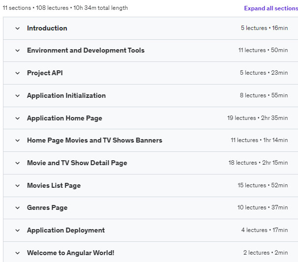 Course topics · Angular 17 for Juniors: Building Real World Application 2023-9