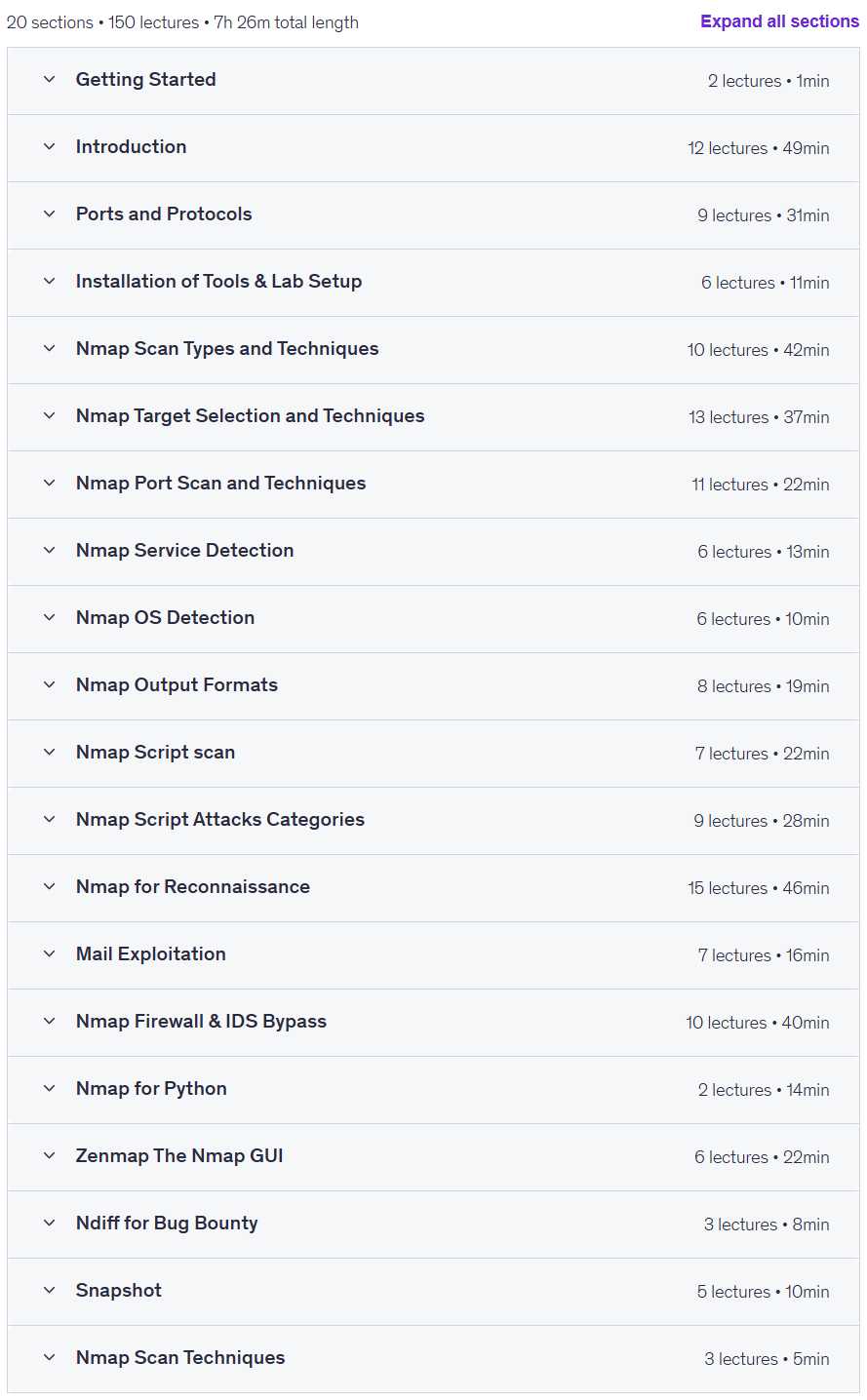Temas del curso · Nmap para Ethical Hacking/ Network Security & Bug Bounty 2025 2025-1