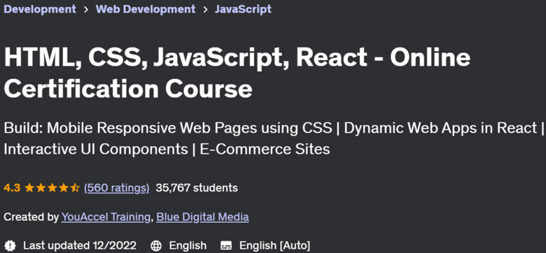 Pictures · HTML, CSS, JavaScript, React – Online Certification Course 2023-3/2024-7