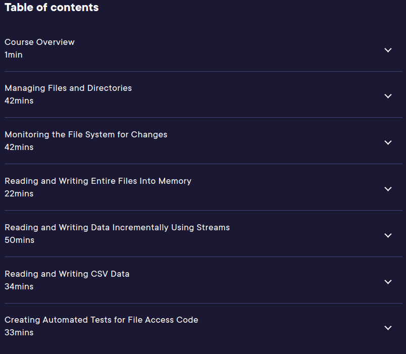 Course topics · Pluralsight — Working with Files in C# 10 2022-4