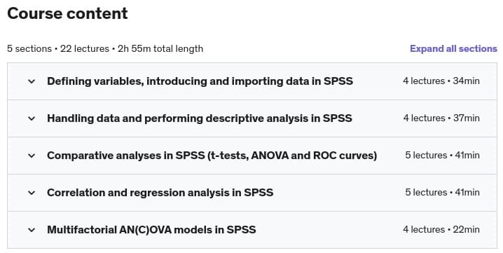 Course topics · Statistical Data Analysis with SPSS: a practical approach 2022-1