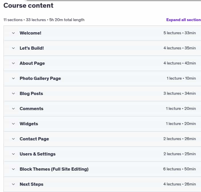 Sujets du cours · WordPress pour les débutants : créer un site web étape par étape 2025-5