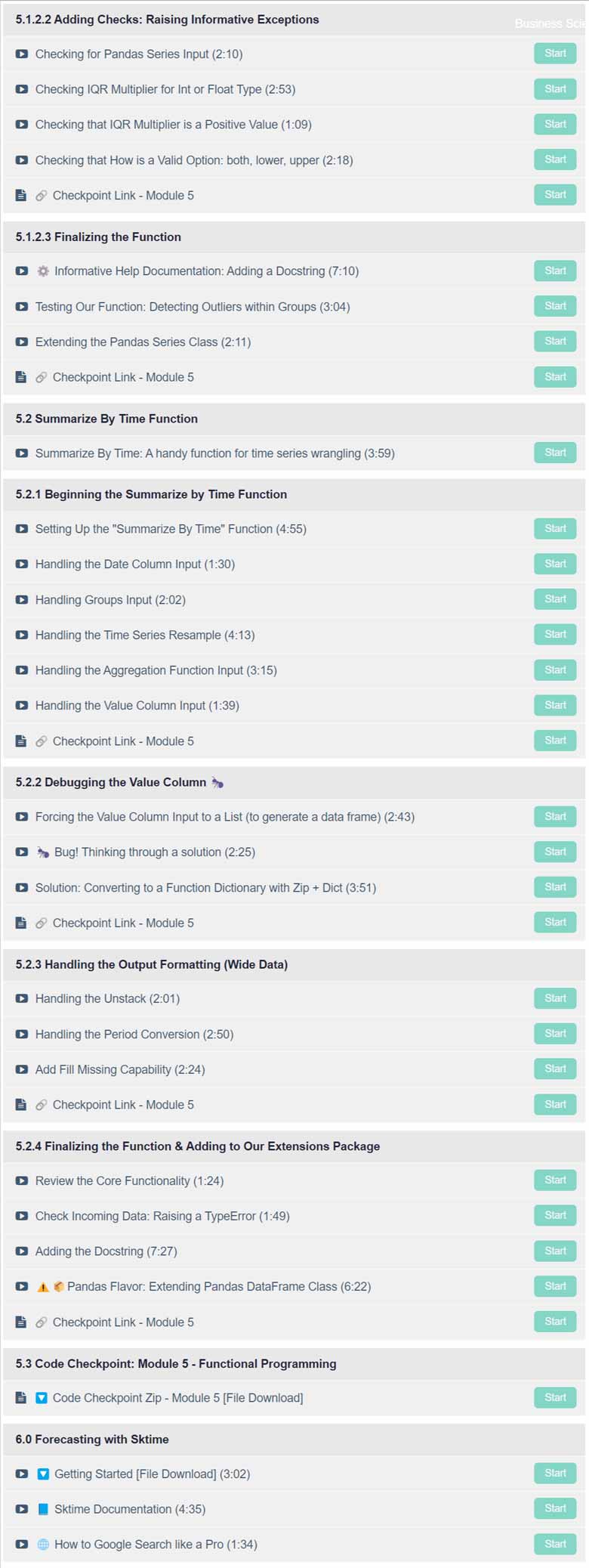 Course topics · Business Science University – Python for Data Science Automation (Course 1) 2024-10