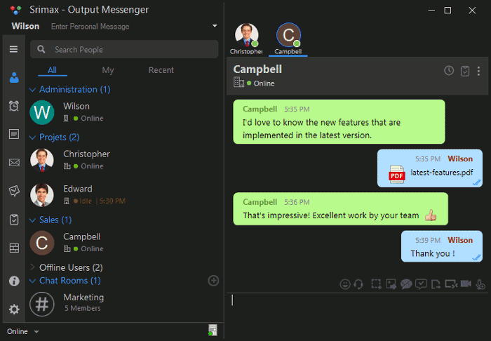 Pictures · Output Messenger Server 2.0.65 / Client 2.0.24