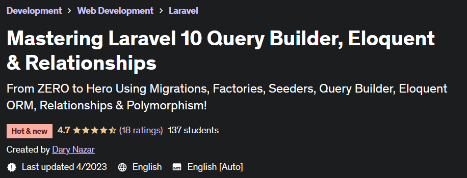 Pictures · Udemy — Mastering Laravel 10 Query Builder Eloquent & Relationships 2023-4