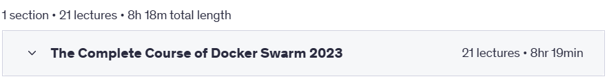 Course topics · Udemy — The Complete Course of Docker Swarm 2025-1