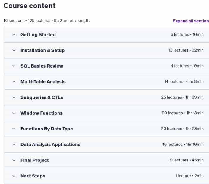 موضوعات الدورة · SQL تحليل البيانات: متقدمة SQL تقنيات البحث 2025-1