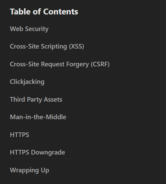 Course topics · Frontend Masters — Web Security 2017-12