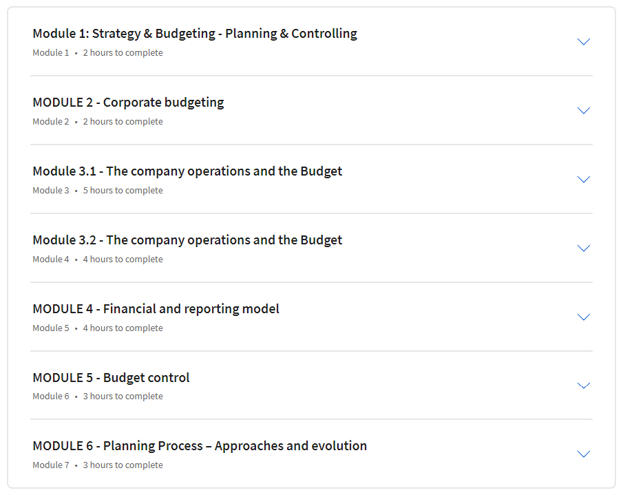 Course topics · Coursera — Budgeting essentials and development 2023-11