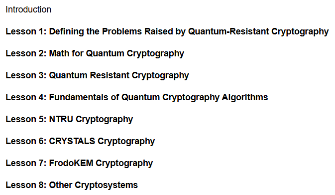 Course topics · Pearson — Quantum Cryptography 2026-1