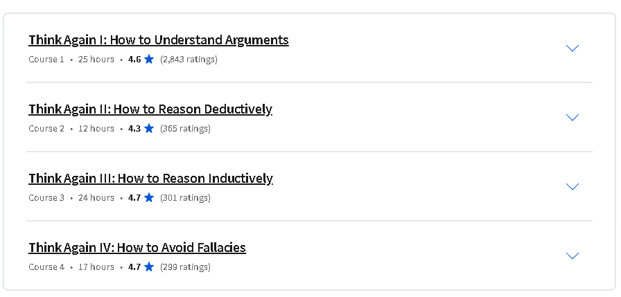 Course topics · Coursera — Introduction to Logic and Critical Thinking Specialization 2023-8