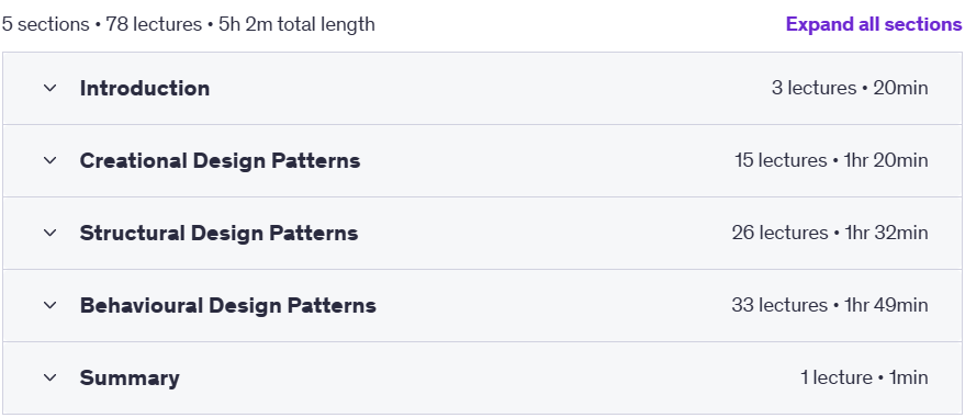 Course topics · Udemy — Design Patterns in Python 2022-9
