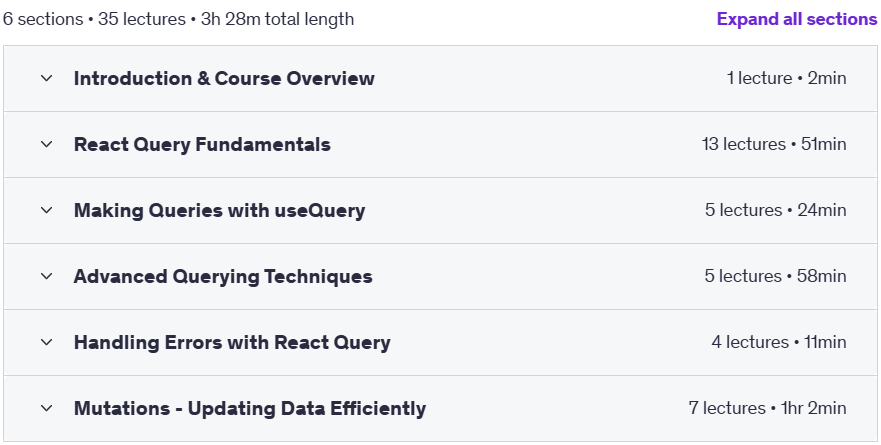 Course topics · Tanstack React Query – the Master Guide 2025-6