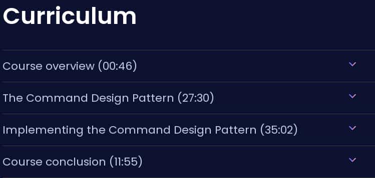 Course topics · Dometrain — Design Patterns in C#: Command 2024-11