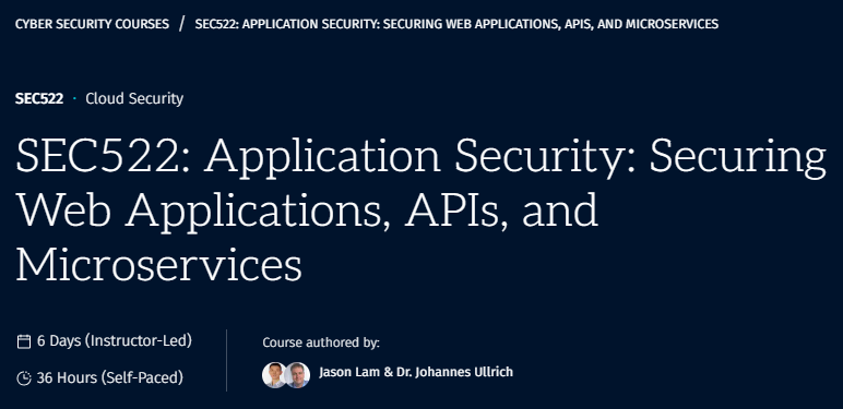 Pictures · SANS – SEC522: Application Security: Securing Web Applications, APIs, and Microservices 2020-6