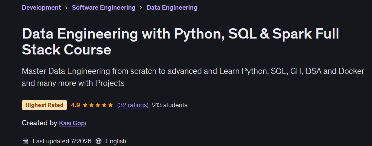 Images · L’ingénierie des données avec Python SQL & Spark Full Stack Course 2026-7