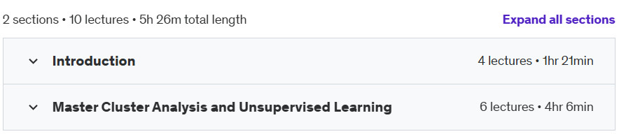 Course topics · Master Cluster Analysis and Unsupervised Learning [2024] 2024-9