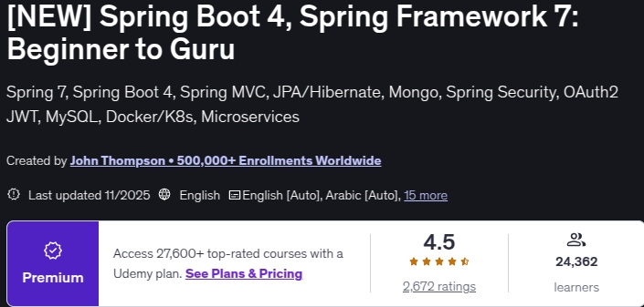 تصاویر · (→ روابط ترمیم) Spring Boot 4موسم بہار کی فہرست 7شروع کرنے کے لئے Guru 2025-11