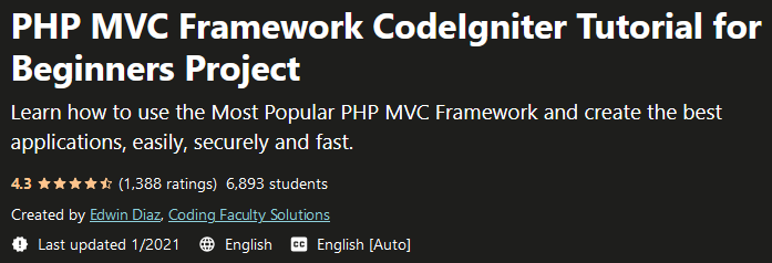 Pictures · Udemy — PHP MVC Framework CodeIgniter Tutorial for Beginners Project 2021-1