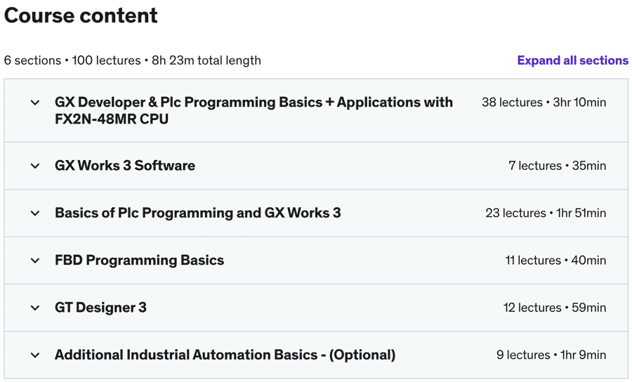 Course topics · Udemy — Mitsubishi Plc Programming Basics – All In One 2021-12
