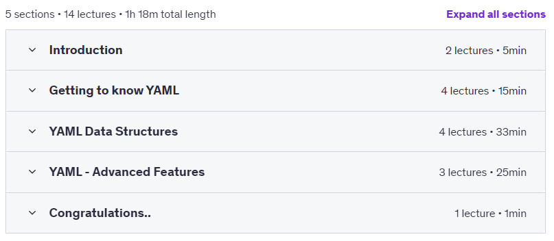 Course topics · Udemy — YAML in a Day: A Beginner’s Guide 2025-1