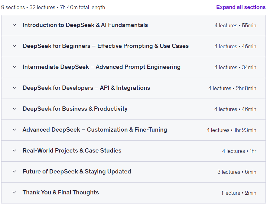 Temas del curso · Completos de DeepSeek AI Curso: Inicio a Avanzado 2025-9