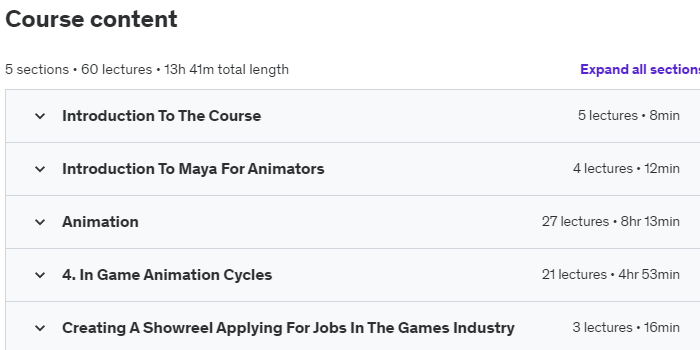 Course topics · Udemy — Maya for Beginners: Complete 3D Animation Fundamentals 2022-07