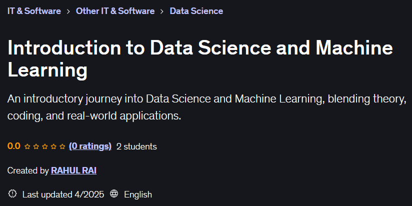 Pictures · Udemy — Introduction to Data Science and Machine Learning 2025-4
