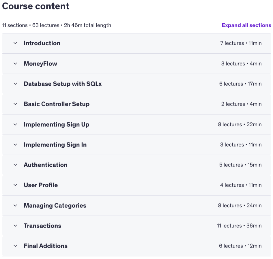 Course topics · Udemy — Creating an API server in Rust with Actix, SQLx and JWT 2025-1