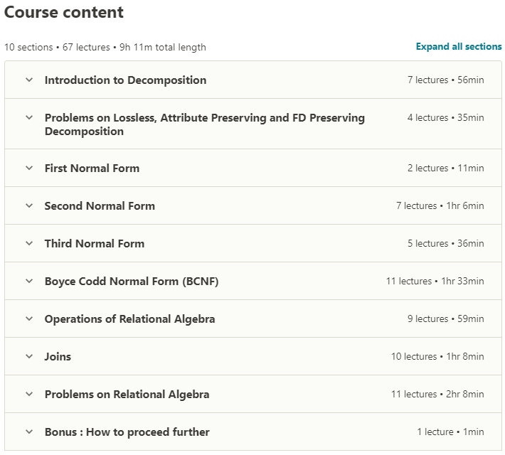 Course topics · Database Management System from scratch – Part 2 2020-8