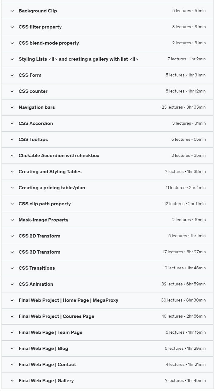 Course topics · Master CSS: Understand How To Manipulate CSS Properties 2025-1