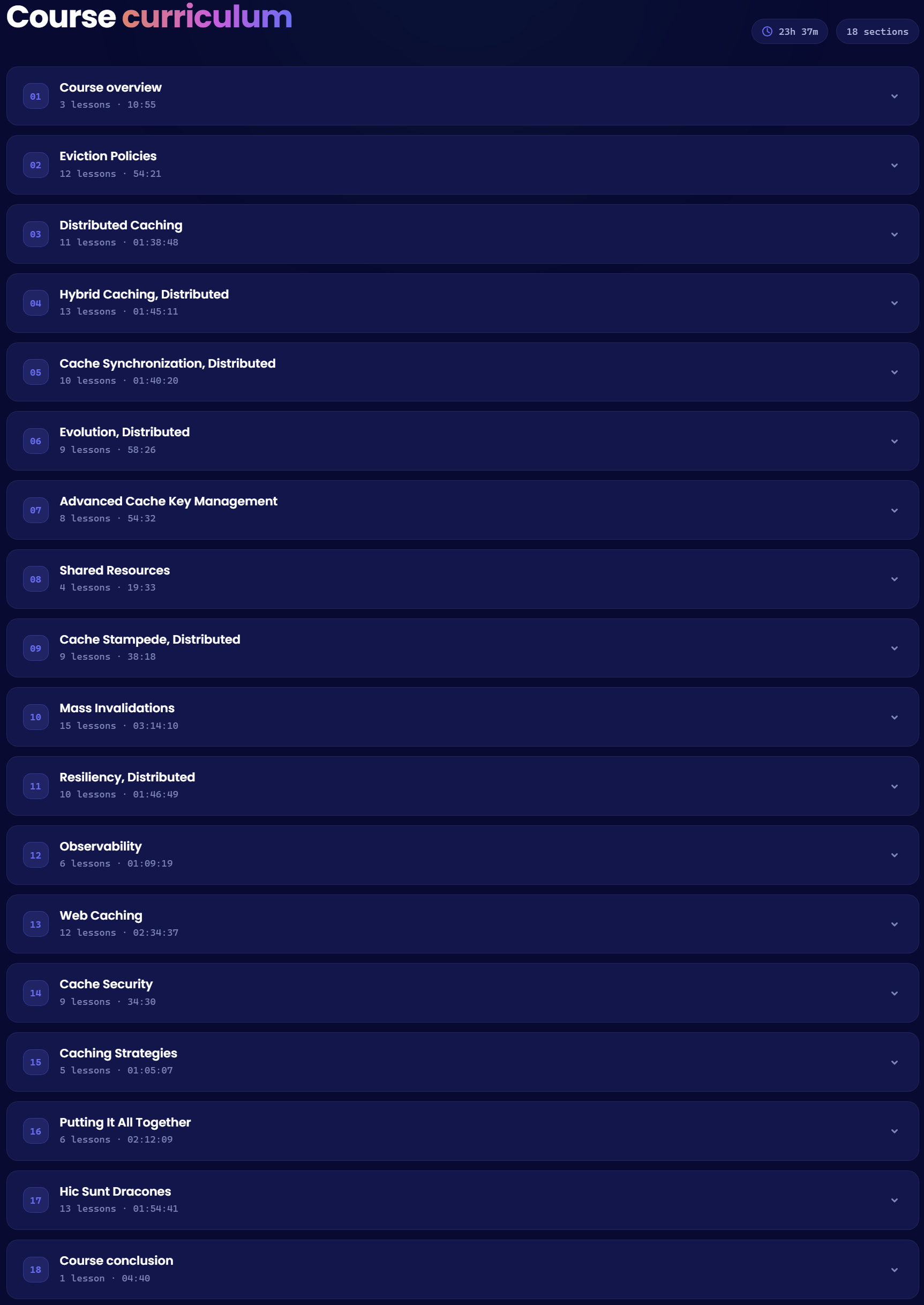 Course topics · Dometrain – Deep Dive: Caching in .NET 2026-8