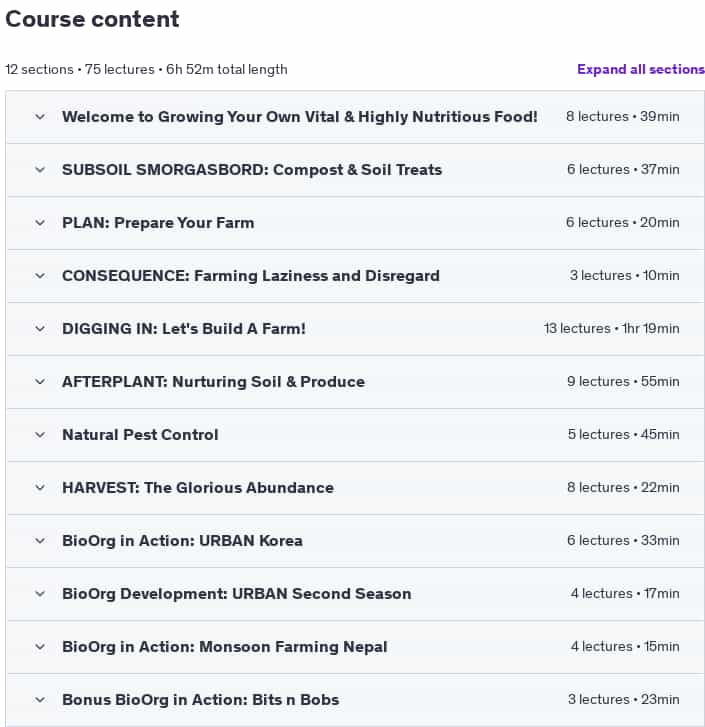 Course topics · Bio-Organic Farming & Gardening: GROW Your Own FOOD 2023-10