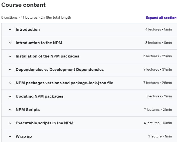 Course topics · Understanding NPM – Node.js Package Manager 2023-3