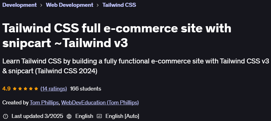 Pictures · Udemy — Tailwind CSS full e-commerce site with snipcart ~Tailwind v3 2025-3