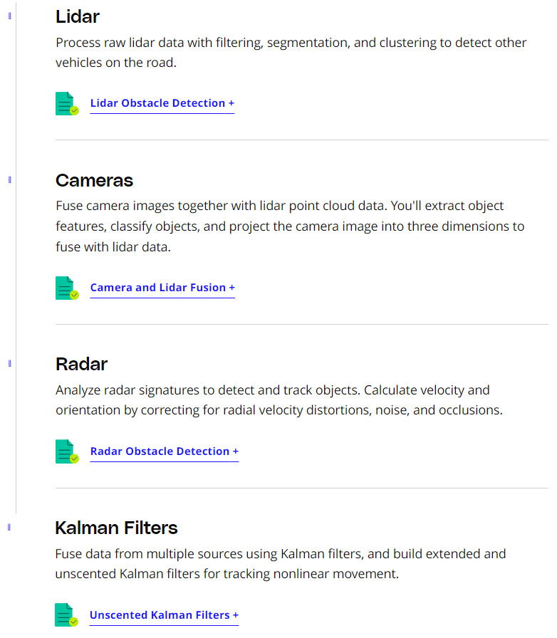 Course topics · Udacity — Become a Sensor Fusion Engineer (Nanodegree Program 313) 2020-7