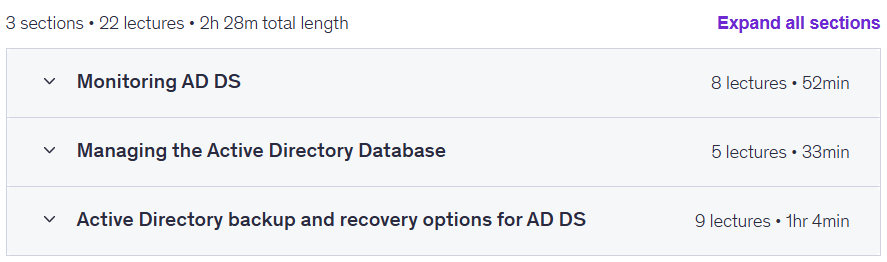 강좌 주제 · Active Directory : AD DS 모니터링, 관리 및 복구 2025-4