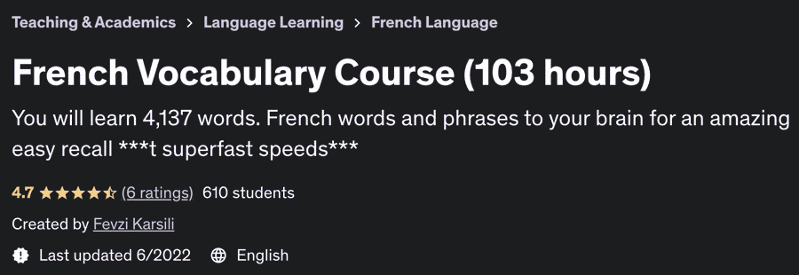 Pictures · Udemy — French Vocabulary Course (89 hrs. 7,821 French words) 2022-5