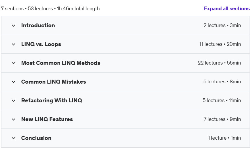 Course topics · Getting Started With LINQ in C# 2024-10