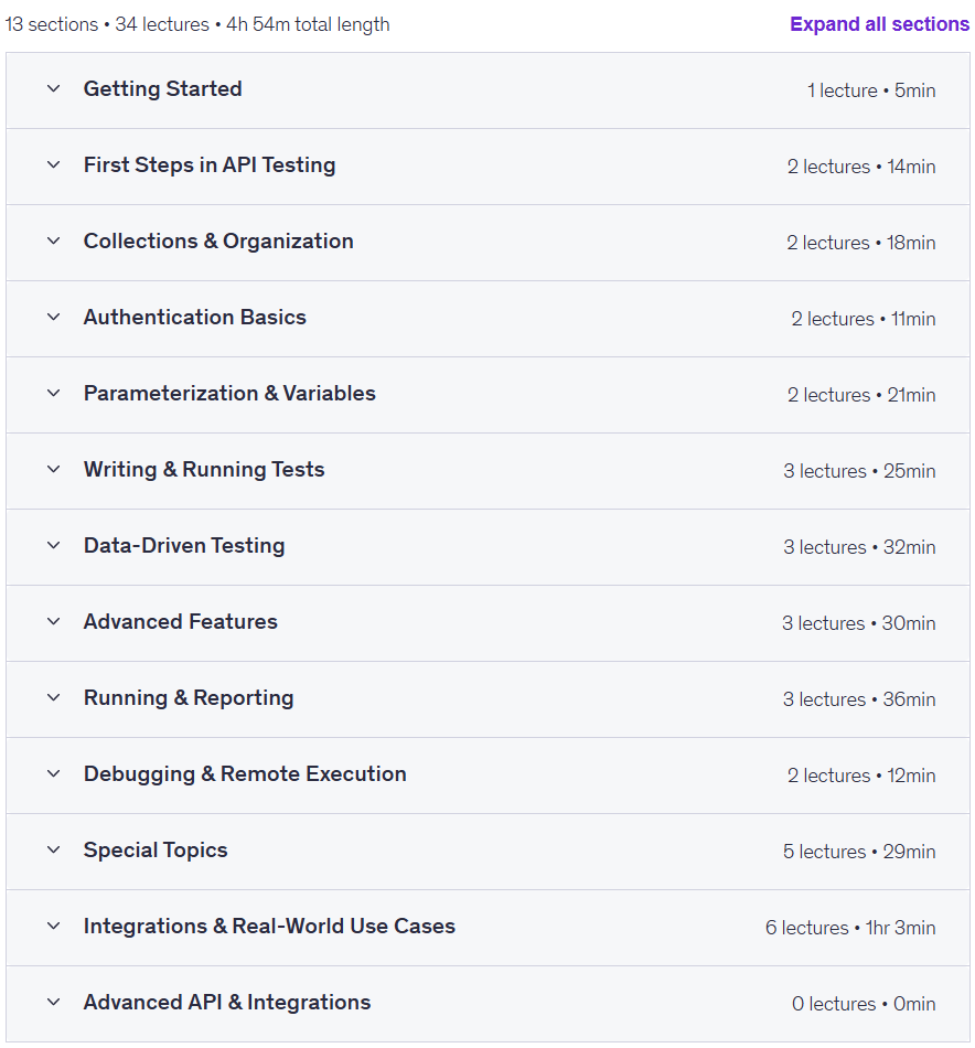 Course topics · POSTMAN API TESTING – The Complete Guide 2025-9