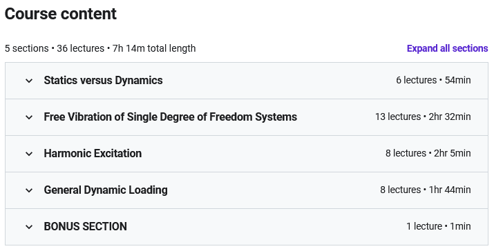 Course topics · Udemy — Fundamentals of Engineering Structural Dynamics with Python 2021-8