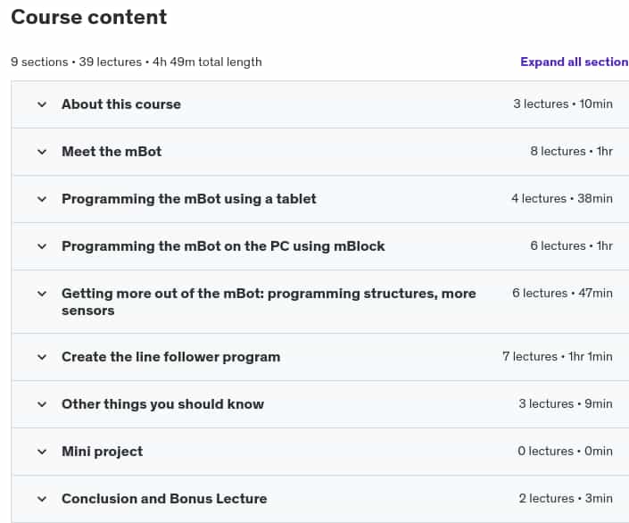 Course topics · Arduino Robotics with the mBot 2019-10