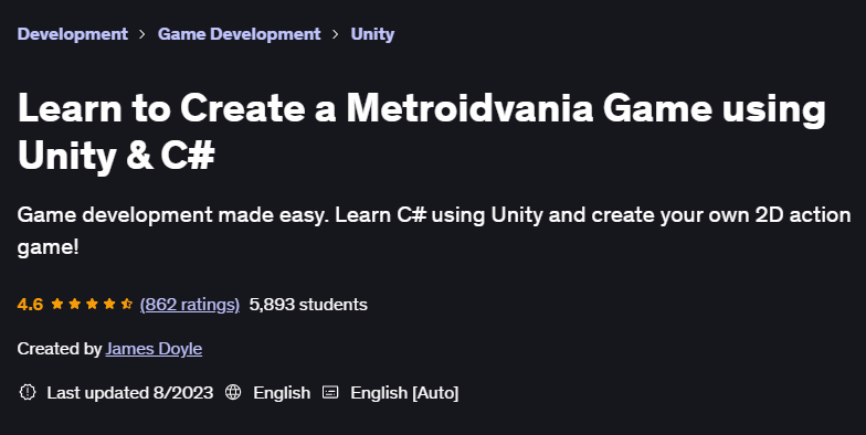 Pictures · Udemy — Learn to Create a Metroidvania Game using Unity & C# 2023-8