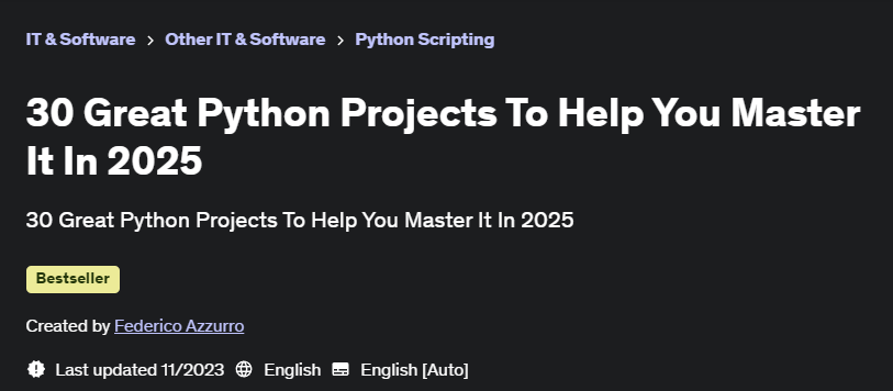 Pictures · Udemy — 30 Great Python Projects To Help You Master It In 2023 2023-6