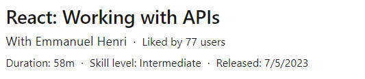 Pictures · LinkedIn — React: Working with APIs 2023-7