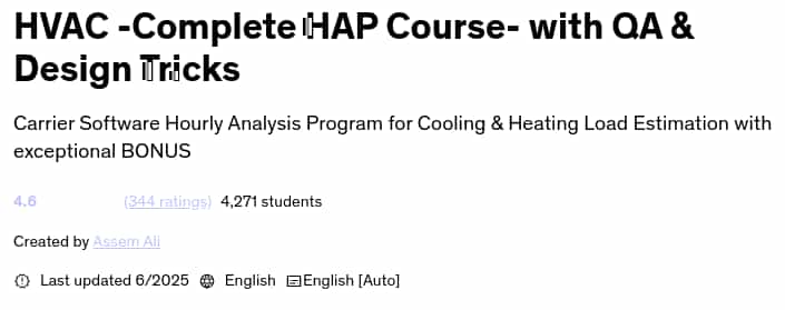 Pictures · Udemy — HVAC -Complete HAP Course- with QA & Design Tricks 2025-6