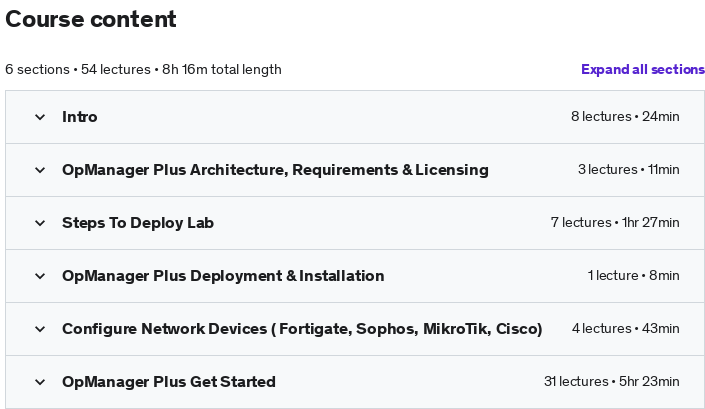 Course topics · ManageEngine OPManager Plus Network Monitoring course & Lab 2022-8