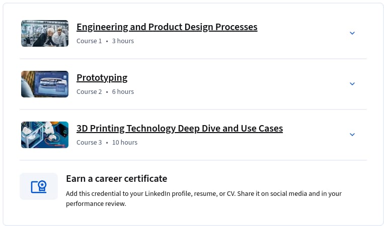 Course topics · Coursera — Rapid Prototyping Using 3D Printing Specialization 2026-9